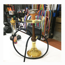 Wholesale price wood hookah shisha yellow glass base wooden chicha